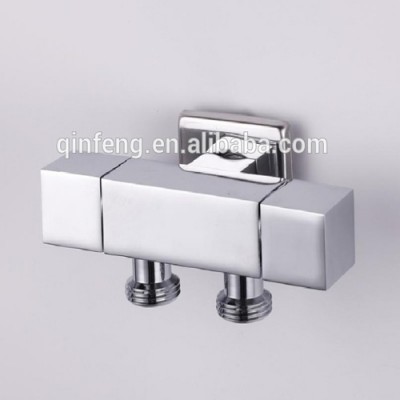 Brass chrome angle valve set with holder.toilet two ways adapter made in china