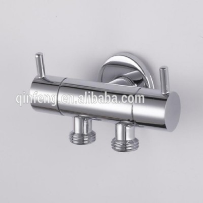 brass chrome angle stop valve with round handle.toilet metal adapter.made in china